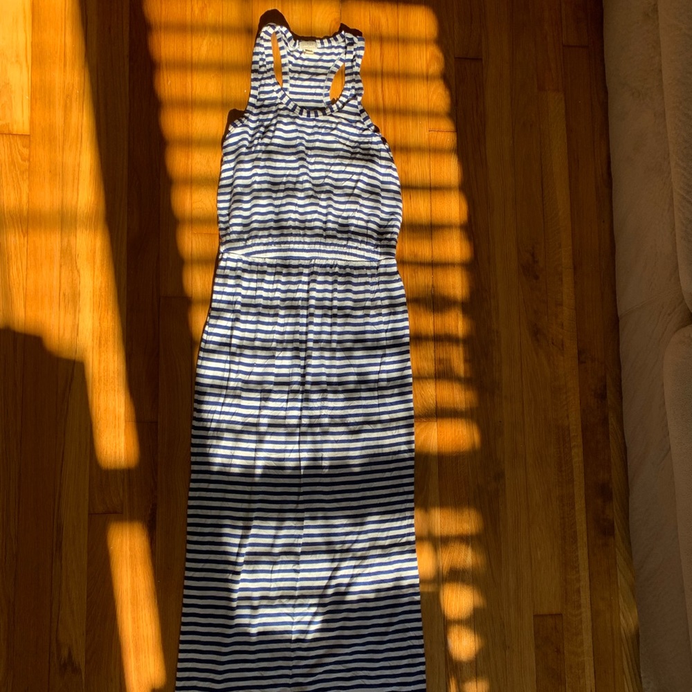 J. Crew Blue and White Striped Maxi Dress